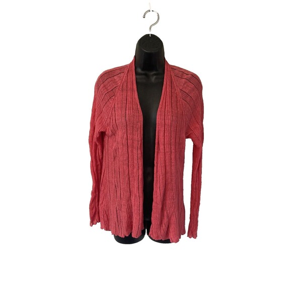 Eileen Fisher Linen and Silk Blend Open Front Cardigan Pink Womens Size Medium - Picture 1 of 9